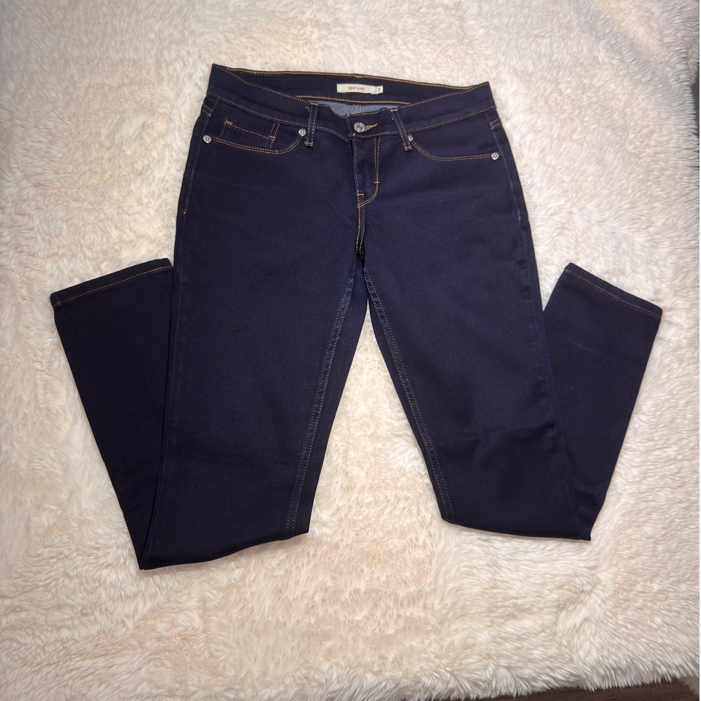 Levis 524 Skinny Jeans Womens 7 Dark Indigo Blue Low Rise Denim Pants - Picture 2 of 8